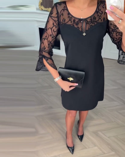 Juliana | Jednoduché patchworkové šaty s dlouhým rukávem