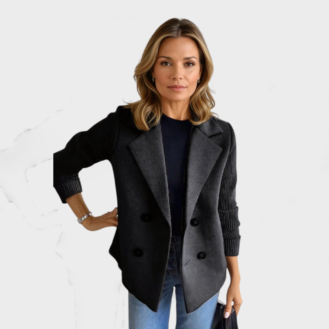 Anna | Vlněný blejzr s dvojitými knoflíky a pletenými rukávy