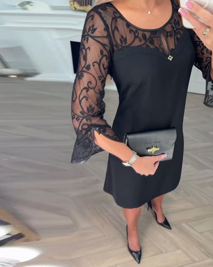 Juliana | Jednoduché patchworkové šaty s dlouhým rukávem