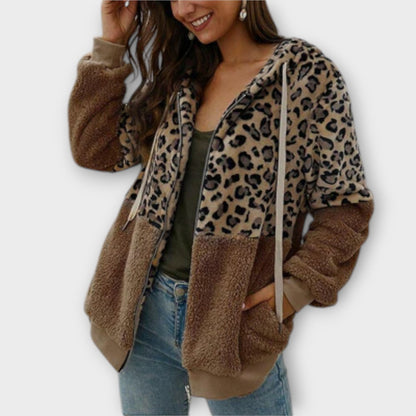 Fleece mikina s leopardím designem